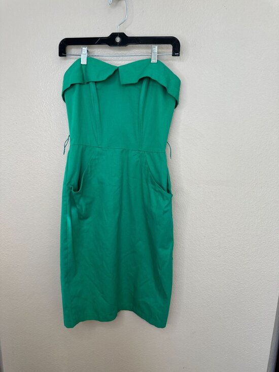 Hearts Dresses & Skirts - Hearts Womens Green Strapless Dress 9 Midi Cotton Elegant Vintage Look 1980s